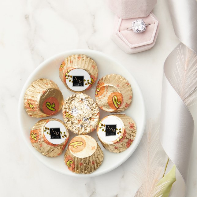 Elegant Chic Monogram White Reese's Peanut Butter Cups (Wedding)
