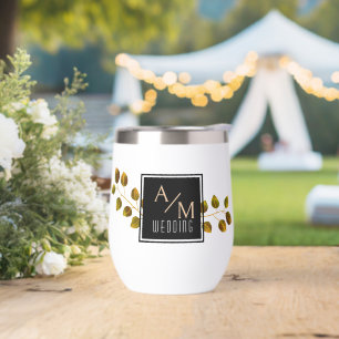 Elegant Chic Monogram White Thermal Wine Tumbler
