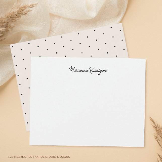 Elegant Chic Monogrammed Note Card (Front and back are shown at a 4.25 x 5.5 inch size. Add name, choose size, paper, + corner style.)