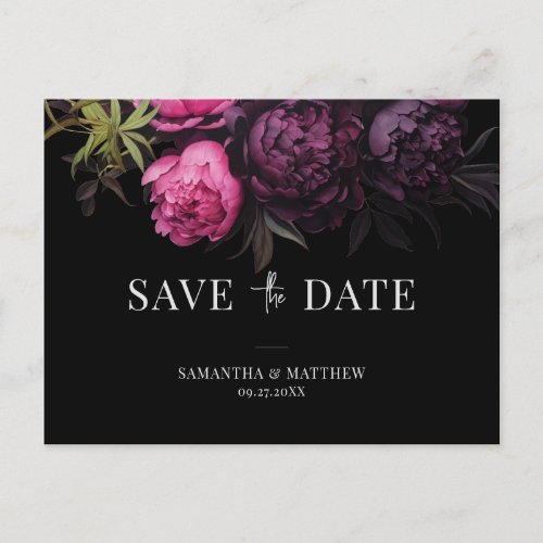 Elegant Chic Moody Florals Wedding Save The Date Announcement Postcard