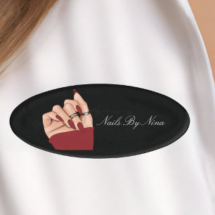 Elegant Chic Nail Artist Salon Manicurist Uniform Name Tag