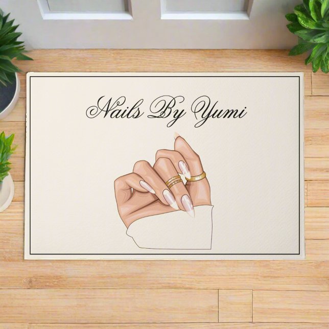 Elegant Chic Nail Salon Manicurist Beauty Welcome  Doormat (Creator Uploaded)