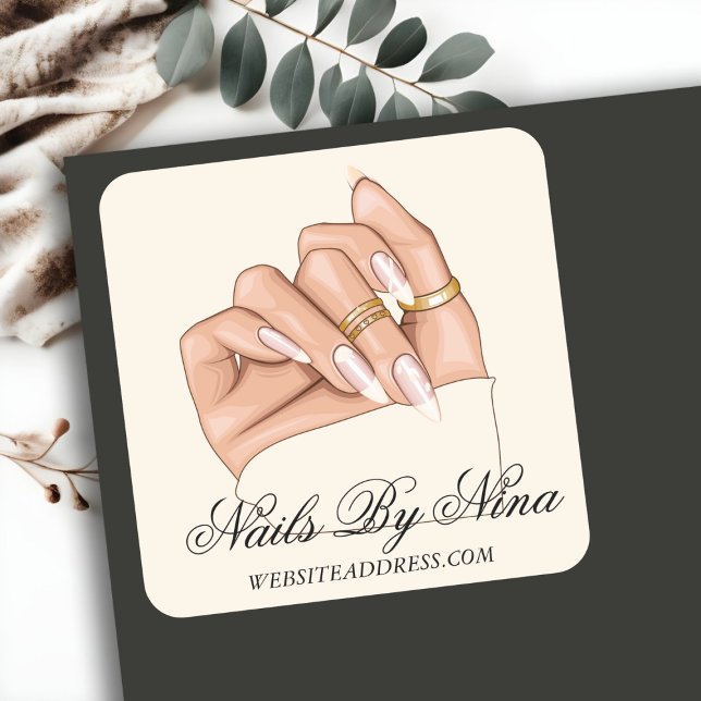Elegant Chic Nail Salon Manicurist Business  Square Sticker (Creator Uploaded)