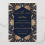Elegant chic navy and real gold foil save the date foil invitation