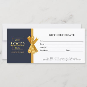 Elegant Chic Navy Blue Business Gift Certificate