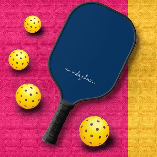 Elegant Chic Navy Blue Monogram Pickleball Paddle