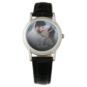 Elegant Chic NewlyWed Wedding Photo Anniversary Watch