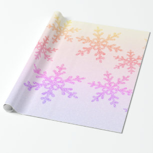 Elegant Chic Ombre Glitter Snowflakes Holiday Wrapping Paper