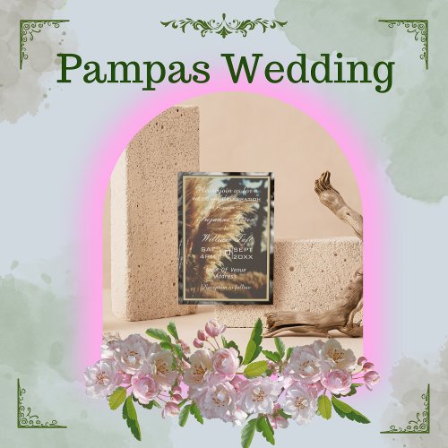 Elegant  Chic Pampas Grass Boho Wedding Invitation