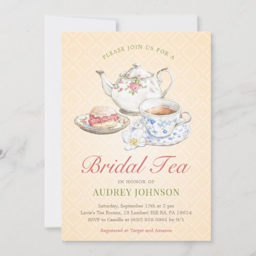 Elegant Chic Pastel Bridal Shower Tea Floral  Invitation