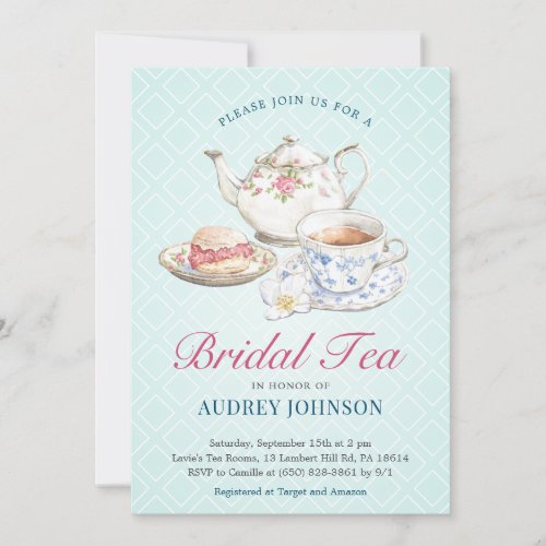 Elegant Chic Pastel Bridal Shower Tea Floral  Invitation