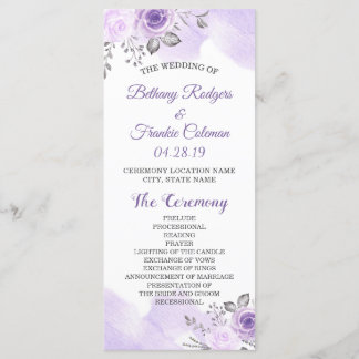 Elegant Chic Pastel Purple Flowers Wedding Program