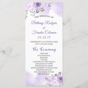 Elegant Chic Pastel Purple Flowers Wedding Program