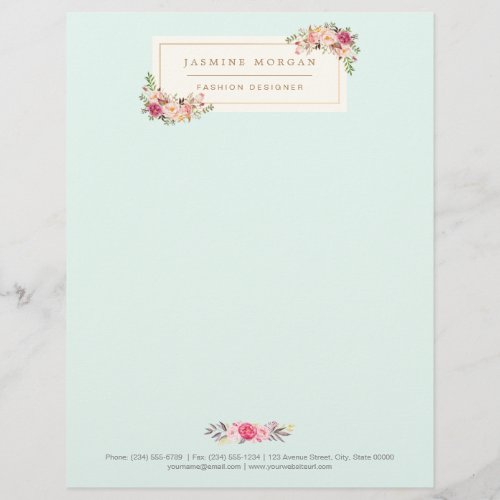 Elegant Chic Pastel Watercolor Floral Boutique Letterhead