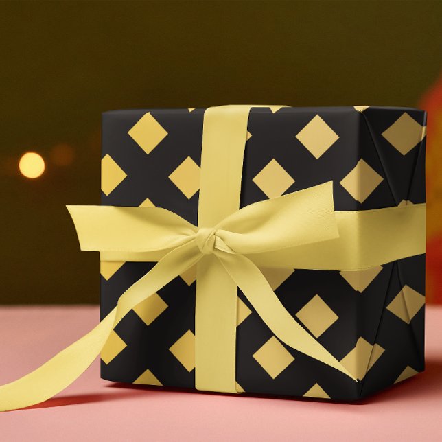 Elegant Chic Pattern Geometric Black & Gold Party Wrapping Paper (Creator Uploaded)