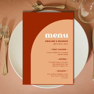 Elegant Chic Peach Terracotta Arch Boho Wedding Menu