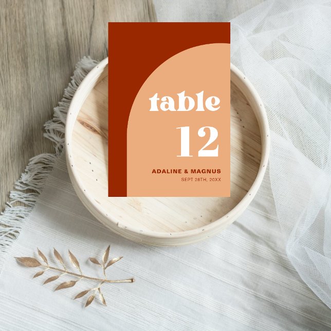Elegant Chic Peach Terracotta Arch Boho Wedding Table Number (Creator Uploaded)