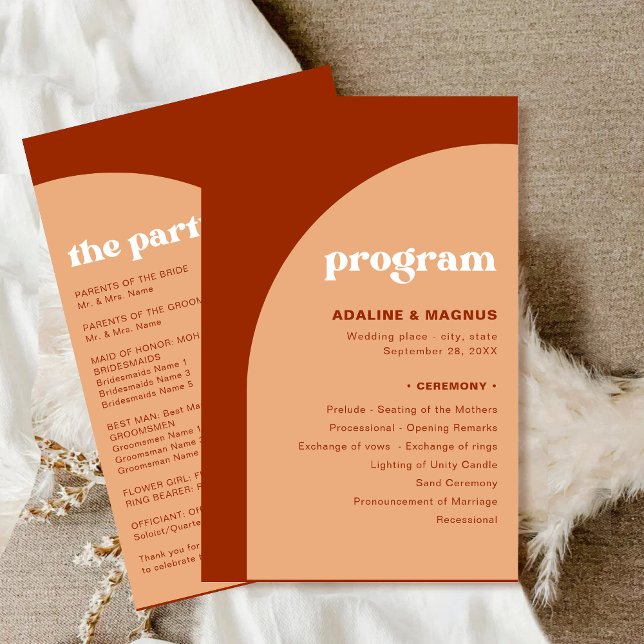 Elegant Chic Peach Terracotta Arch Wedding Program (Creator Uploaded)