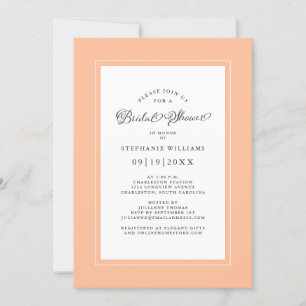 Elegant Chic Peach Wedding Bridal Shower Party Invitation