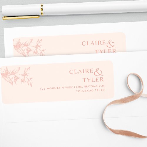Elegant Chic Peach Wedding Return Address Label
