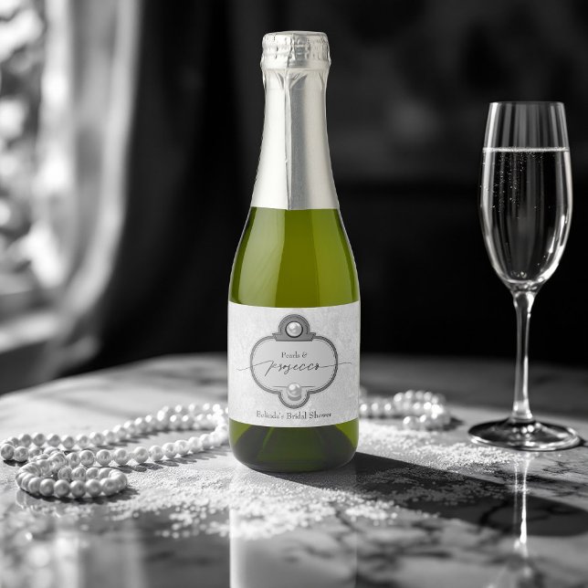 Elegant Chic Pearls and Prosecco Bridal Shower Sparkling Wine Label (Elegant Chic Pearls and Prosecco Bridal Shower Sparkling Wine Label)