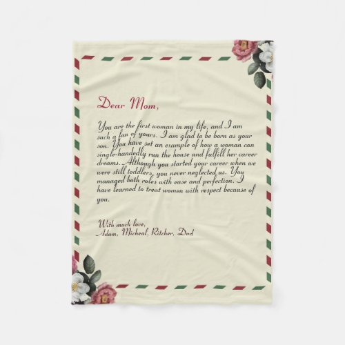 Elegant Chic Personalized Love Letter Handwritten Fleece Blanket