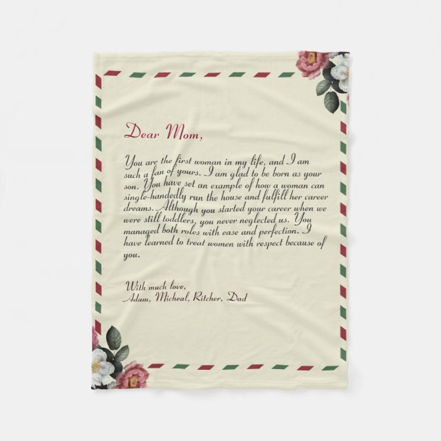 Elegant Chic Personalized Love Letter Handwritten Fleece Blanket (Front)