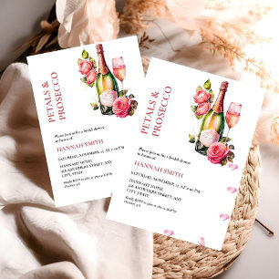 Elegant & Chic Petals and Prosecco Bridal Shower Invitation