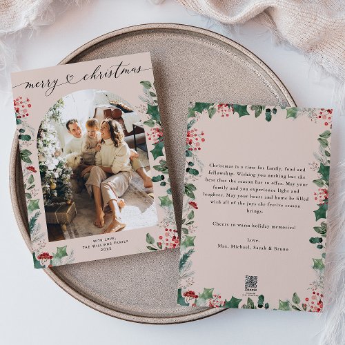 Elegant Chic Photo Christmas Card with Message
