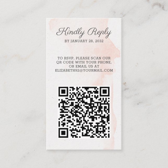 Elegant chic photo QR Code online RSVP Enclosure Card (Front)