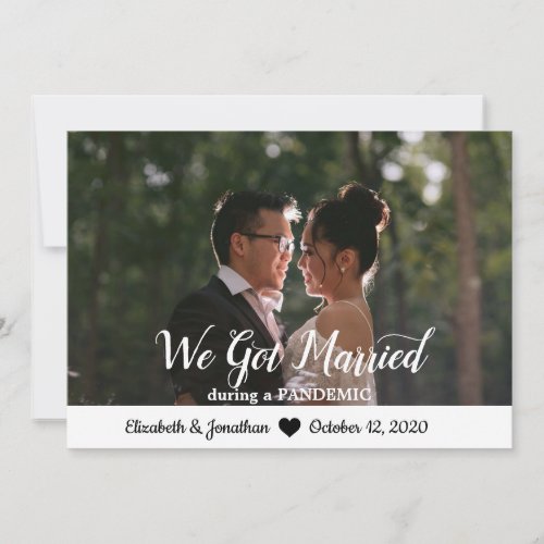 Elegant Chic Photo Script Married During Pandemic Announcement