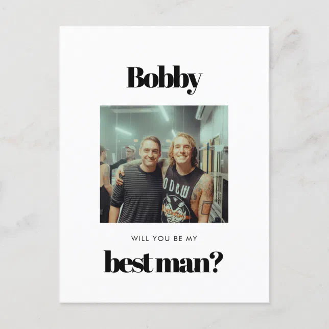 Elegant & chic photo Will you be my best man Postcard | Zazzle