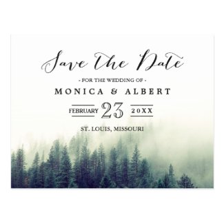 Elegant Chic Pine Trees Forest Save the Date Postcard