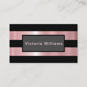 Elegant Chic Pink and Black Shimmer Foil Business Card