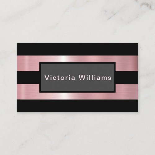 Elegant Chic Pink and Black Shimmer Foil Business Card