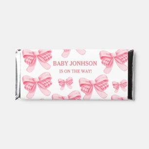 Elegant & Chic Pink Bow Girl Baby Shower Hershey Bar Favors