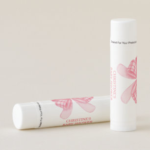 Elegant & Chic Pink Bow Girl Baby Shower Lip Balm