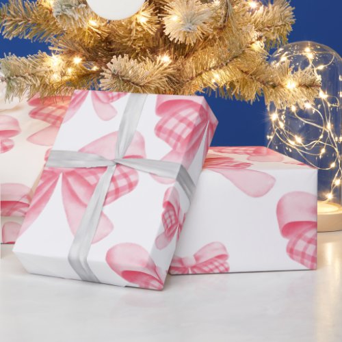 Elegant  Chic Pink Bow Girl Baby Shower Wrapping Paper