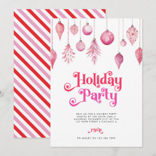 Elegant Chic Pink Christmas Holiday Drinks Party Invitation
