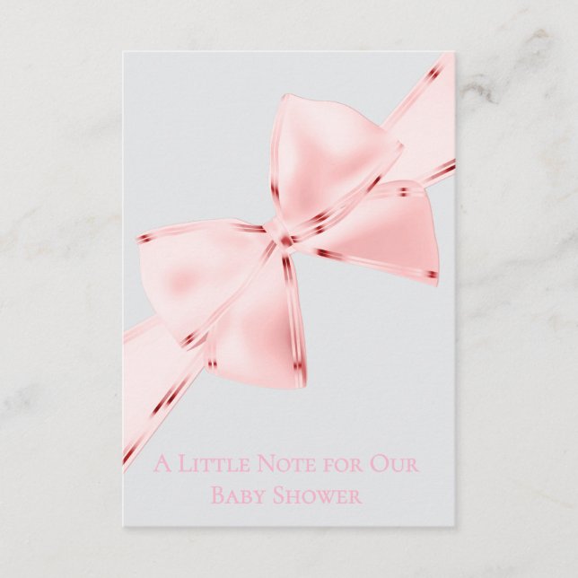 Elegant Chic Pink Coquette Bow Baby Shower Enclosure Card (Front)