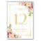Elegant Chic Pink Floral Gold Wedding Table Number