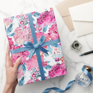 Elegant Chic Pink Floral Pattern Gift Wrapping Paper