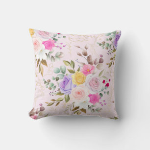 Elegant chic pink  floral throw pillow