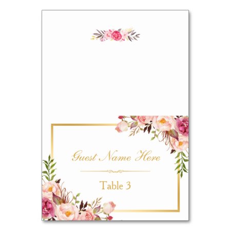 Elegant Chic Pink Floral Wedding Place Card