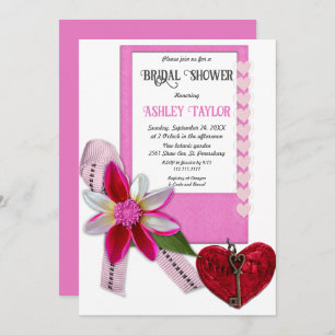 Elegant Chic Pink Formal Romantic Bridal Shower Invitation