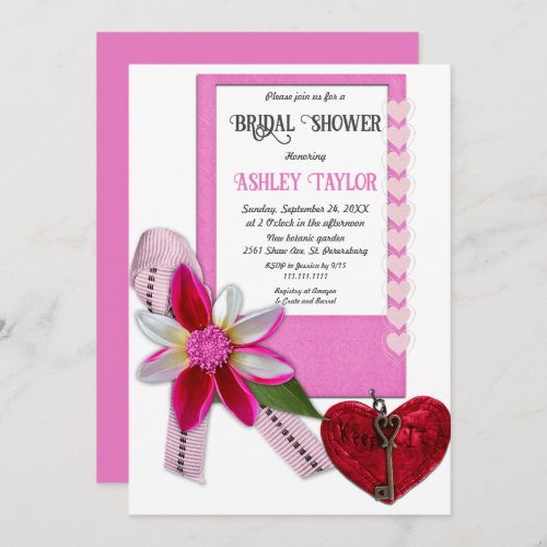 Elegant Chic Pink Formal Romantic Bridal Shower Invitation