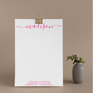Elegant Chic Pink Handwritten Script Mail Letterhead