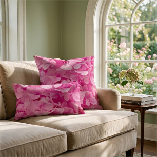 Elegant, Chic Pink Hydrangea Flower, Floral Petals Throw Pillow