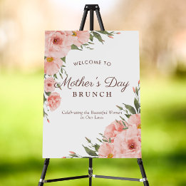 Elegant Chic Pink Mother's Day Brunch Welcome Sign