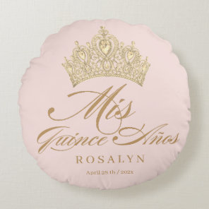 Elegant Chic Pink Quinceanera  Round Pillow